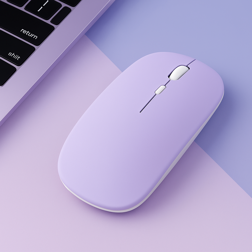 Silent Bluetooth Wireless Mouse in Purple – Quiet Wireless Mouse with Smooth Tracking and Modern Look
