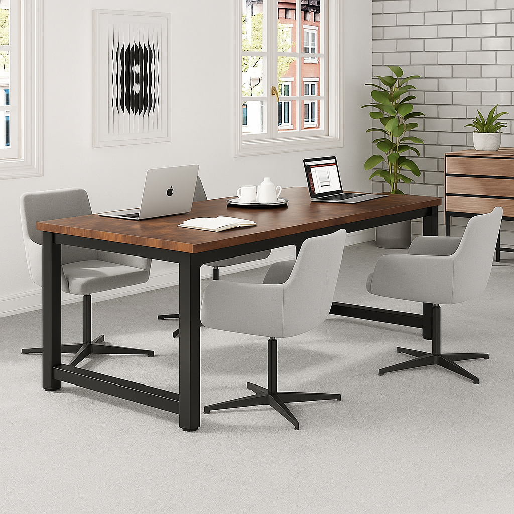Modern Large Computer Desk in Wood Finish – Spacious Workstation with Natural Look for Home Office or Studio
