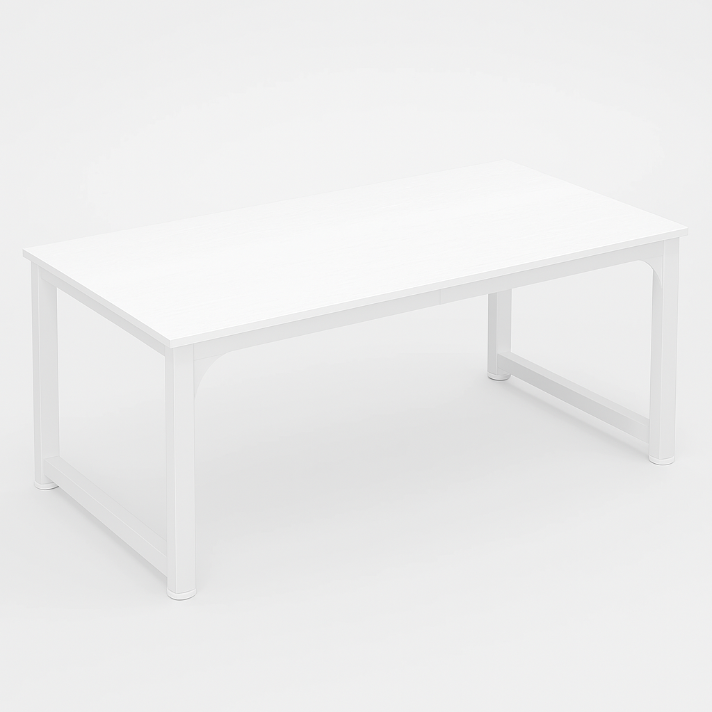 Modern Large Computer Desk in White – Clean, Spacious Desktop for Organized Workspaces and Home Offices