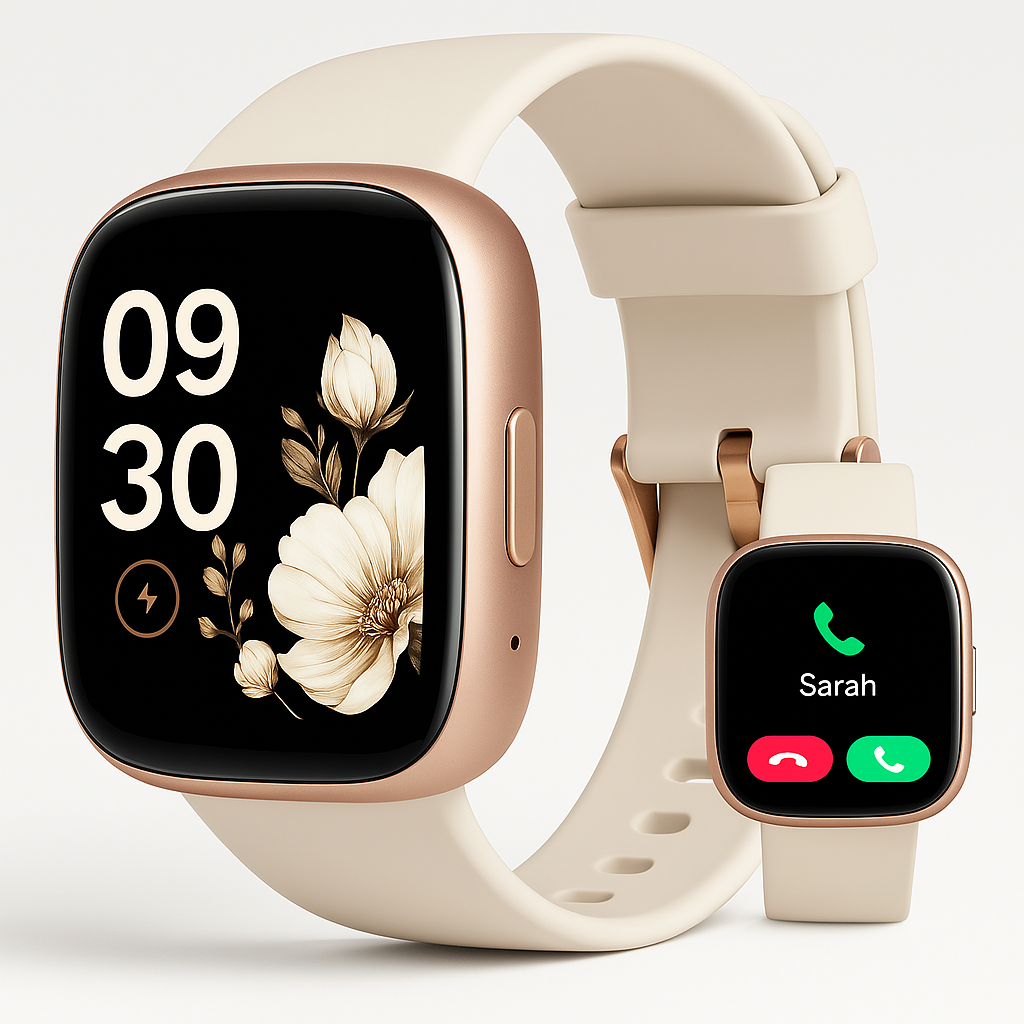 OOBUR Elite Smartwatch in Cream – Elegant Health and Fitness Smartwatch with Step Tracking and Notifications