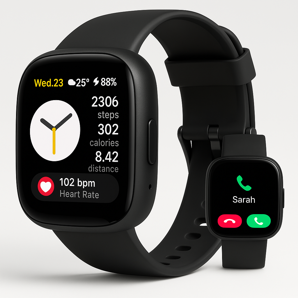 TOOBUR Elite Smartwatch in Black – Sleek Fitness and Activity Tracker with Heart Rate and Sleep Monitoring