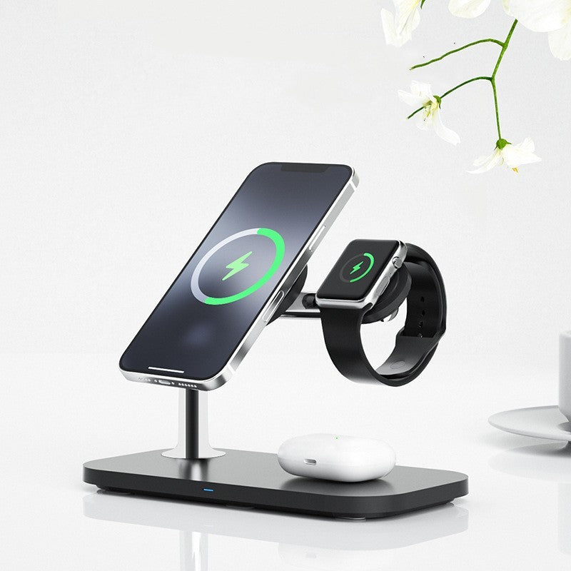 MagCharge Wireless Charging Station in Black – 3-in-1 Magnetic Charger for iPhone, Apple Watch, and AirPods