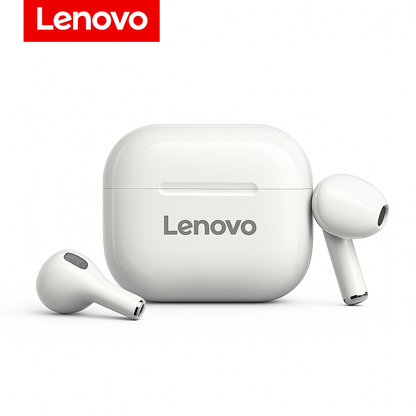 Lenovo LP40 Earbuds in White – Wireless Bluetooth Earphones with Charging Case and Touch Control