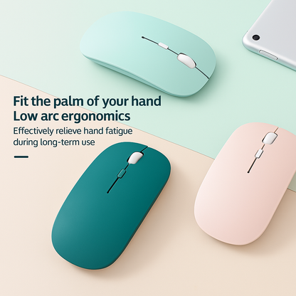 Silent Bluetooth Wireless Mouse in Pink – Soft-Touch Quiet Mouse for Minimalist and Aesthetic Workspaces