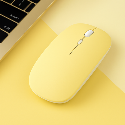 Silent Bluetooth Wireless Mouse in Yellow – Vibrant Noise-Free Mouse for Creative Desktops