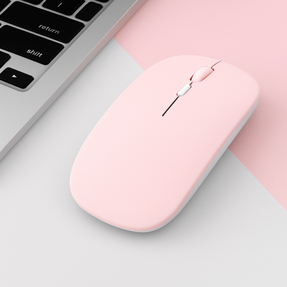 Silent Bluetooth Wireless Mouse in Pink – Soft-Touch Quiet Mouse for Minimalist and Aesthetic Workspaces