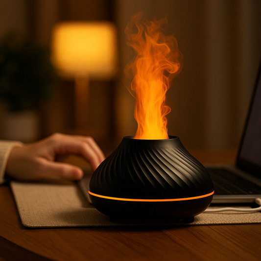 LumoMist Glow Diffuser: LED Flame Mist for Calm & Focus