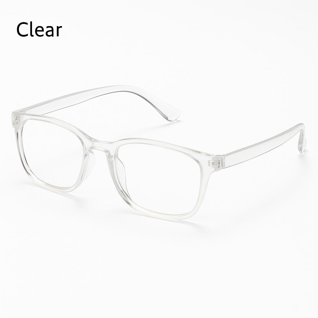 Blue Light Blocking Glasses in Clear – Minimalist Transparent Frame Glasses for Screen Time and Eye Comfort
