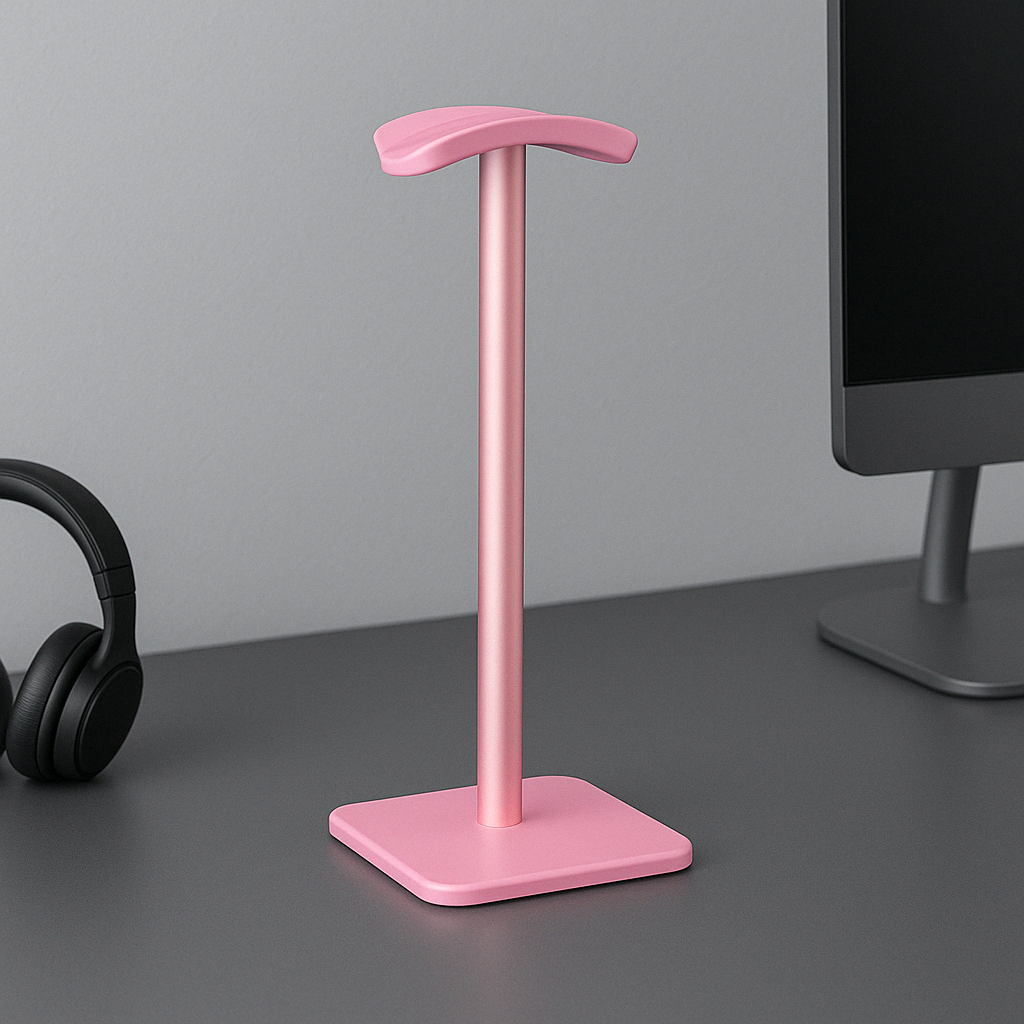 Aluminium Headphone Stand in Pink – Stylish Headset Stand with Durable Metal Frame for Aesthetic Desks