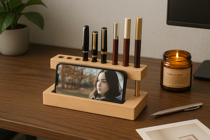 Handmade Walnut Wood Phone Stand - Urban Marketplace 