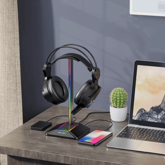 RGB Metal Headphone Stand –Gaming Headset Holder with USB Ports - Urban Marketplace 