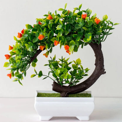 Mini Artificial Bonsai Tree – Small Decorative Faux Plant for Desks, Shelves, and Modern Interiors