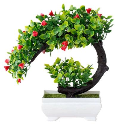 Mini Artificial Bonsai Tree – Small Decorative Faux Plant for Desks, Shelves, and Modern Interiors