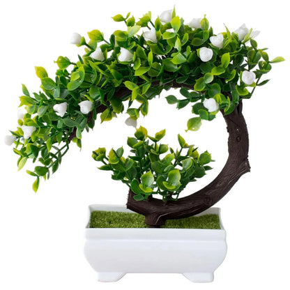 Mini Artificial Bonsai Tree – Small Decorative Faux Plant for Desks, Shelves, and Modern Interiors