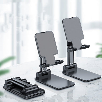 Portable Phone and Tablet Stand in Black – Foldable Adjustable Holder for Desk, Travel, or Home Use