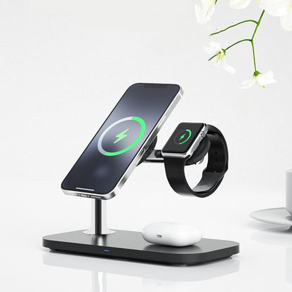 MagCharge Wireless Charging Station in Black – 3-in-1 Magnetic Charger for iPhone, Apple Watch, and AirPods